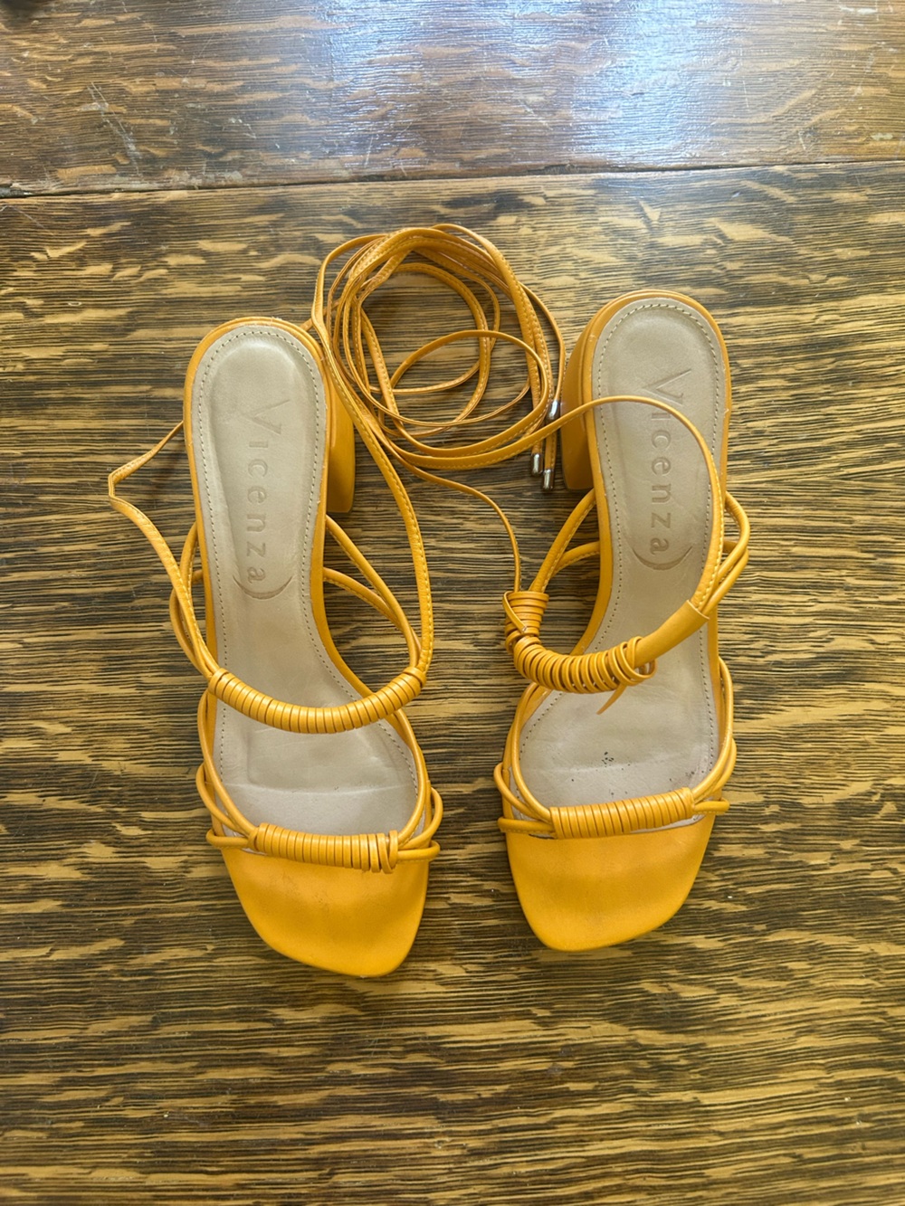 Vince Yellow Wrap-Tie Strappy Heeled Sandals for Women
